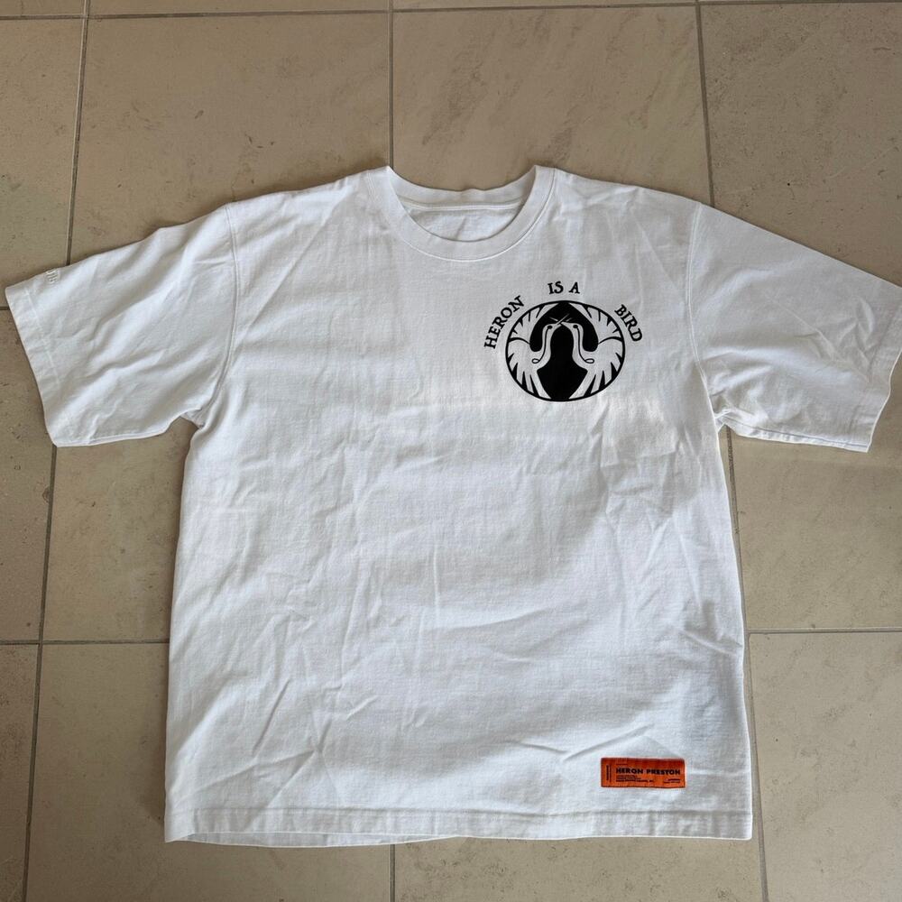 Heron Preston “Heron Is A Bird” White T-Shirt XL Back Logo HP Cube Graphic Tee